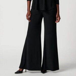 Joseph Ribkoff Wide Leg Pants Size 10 Black High Rise Palazzo Slinky Classic